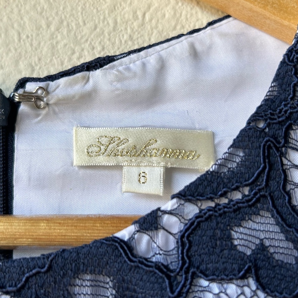 Shoshanna Carmen Lace Fit & Flare Dress in Ink Navy Blue White Sz 6 - Picture 12 of 14
